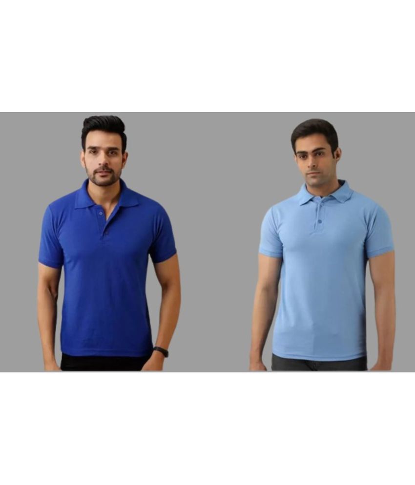     			SKYRISE - Multicolor Cotton Blend Slim Fit Men's Polo T Shirt ( Pack of 2 )