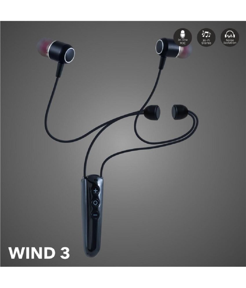 Tiger WIND-3 In Ear Bluetooth Neckband 12 Hours Playback IPX5(Splash & Sweat Proof) Powerfull bass,Fast charging -Bluetooth Black