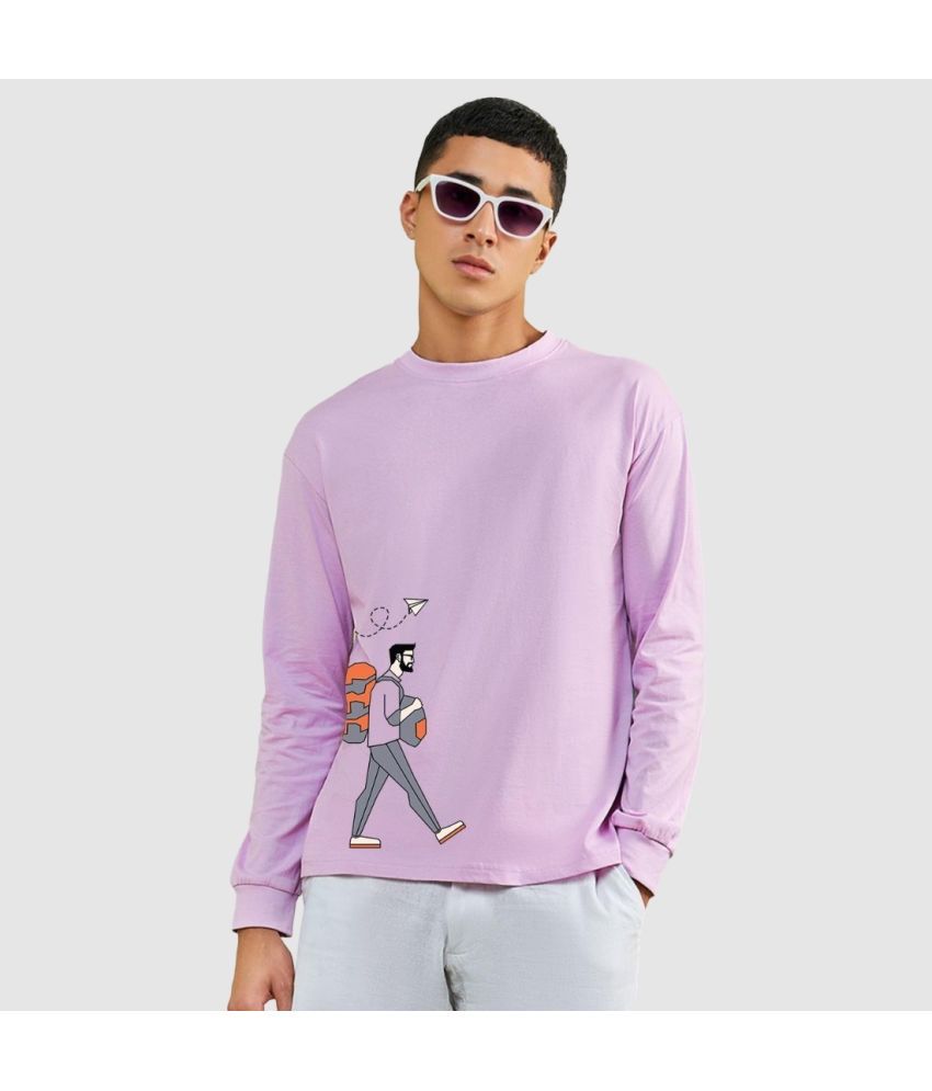     			Bewakoof - Purple Cotton Oversized Fit Men's T-Shirt ( Pack of 1 )