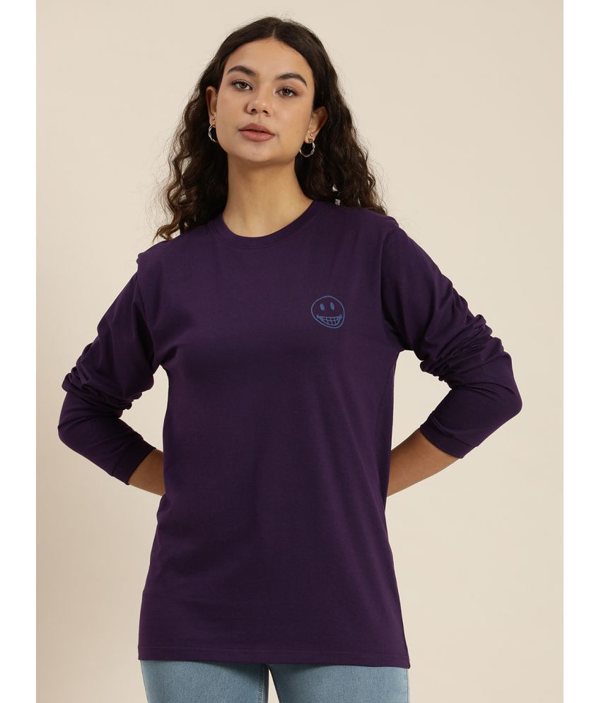     			Difference of Opinion - Purple Cotton Loose Fit Women's T-Shirt ( Pack of 1 )