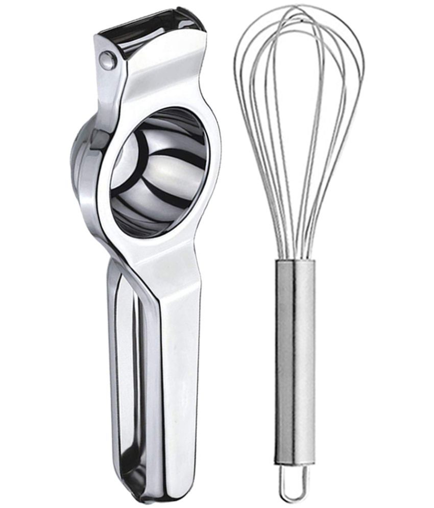     			JISUN - Silver Stainless Steel Lemon Squeezer & Egg Whisk ( Set of 2 )