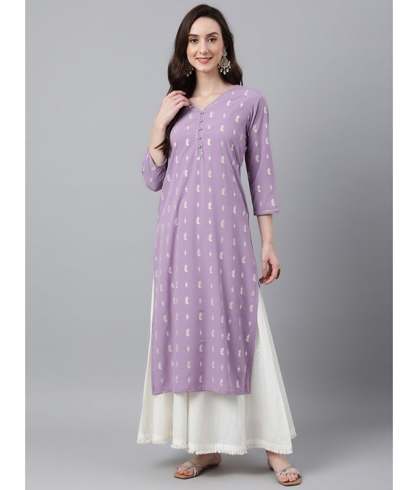     			Janasya - Lavender Crepe Women's Straight Kurti ( Pack of 1 )