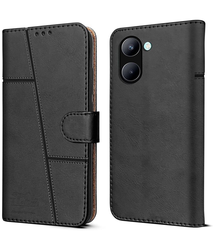     			NBOX - Black Artificial Leather Flip Cover Compatible For Realme C33 ( Pack of 1 )