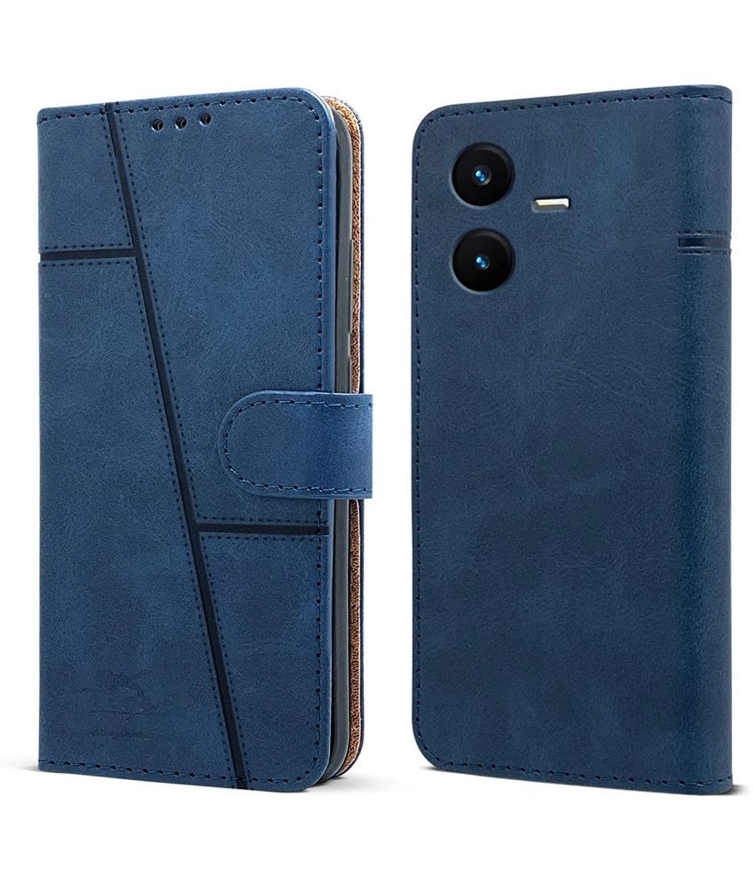     			NBOX - Blue Artificial Leather Flip Cover Compatible For Vivo Y22 ( Pack of 1 )