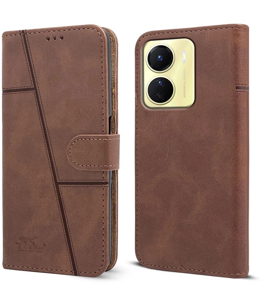     			NBOX - Brown Artificial Leather Flip Cover Compatible For Vivo Y16 ( Pack of 1 )