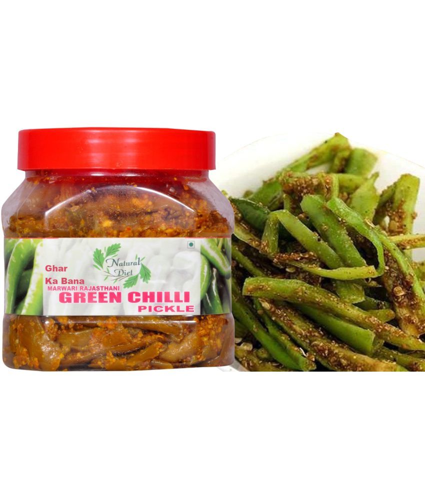     			Natural Diet Ghar ka Bana Marwari Rajasthani Green Chilli Pickle( Real Taste of Rajasthani Pickle) Pickle 500 g