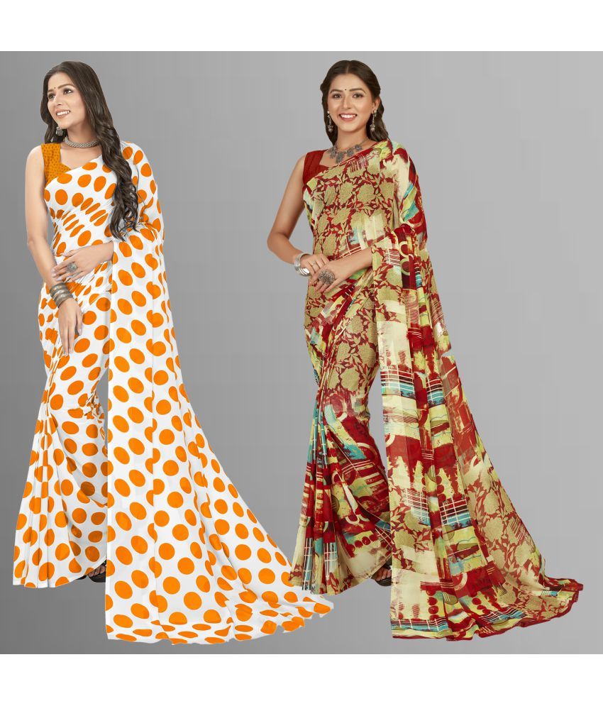     			ANAND SAREES - Multicolour Georgette Saree With Blouse Piece ( Pack of 2 )