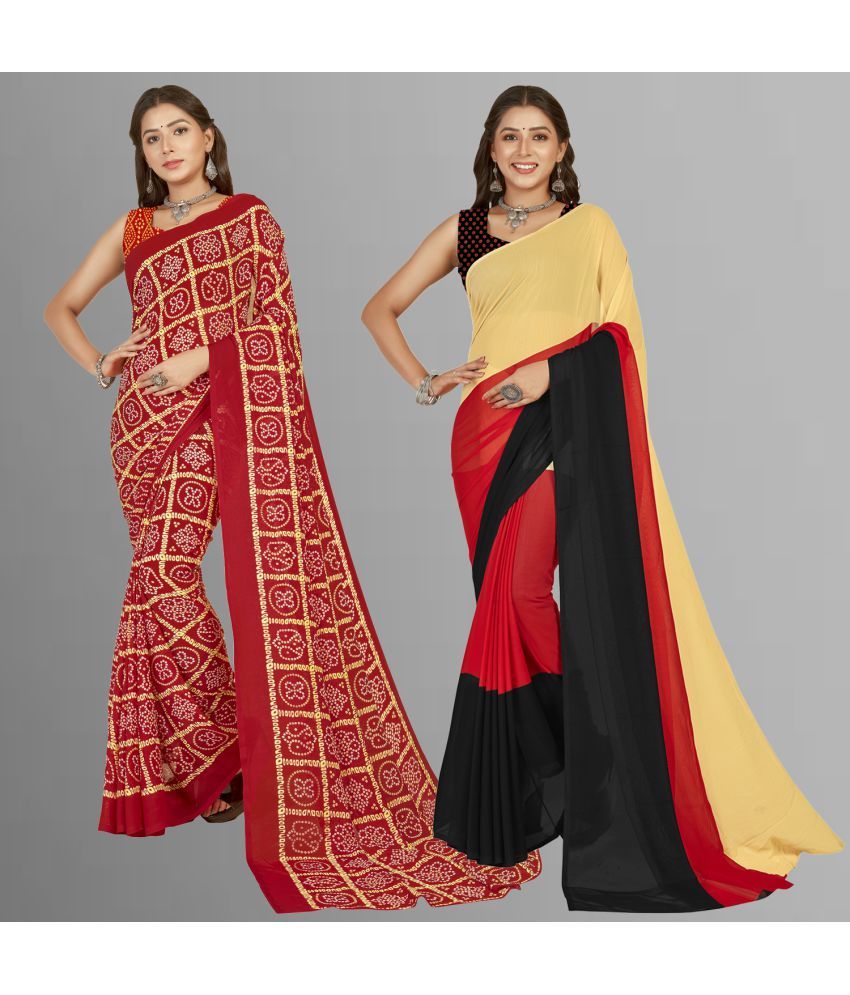     			ANAND SAREES - Multicolour Georgette Saree With Blouse Piece ( Pack of 2 )