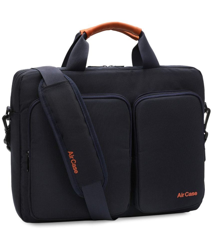     			Aircase - Navy Blue Solid Messenger Bag