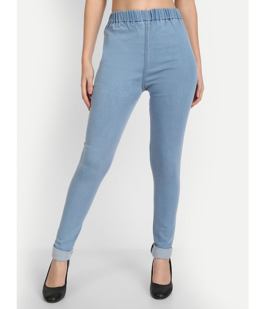     			AngelFab - Denim Skinny Fit Light Blue Women's Jeggings ( Pack of 1 )