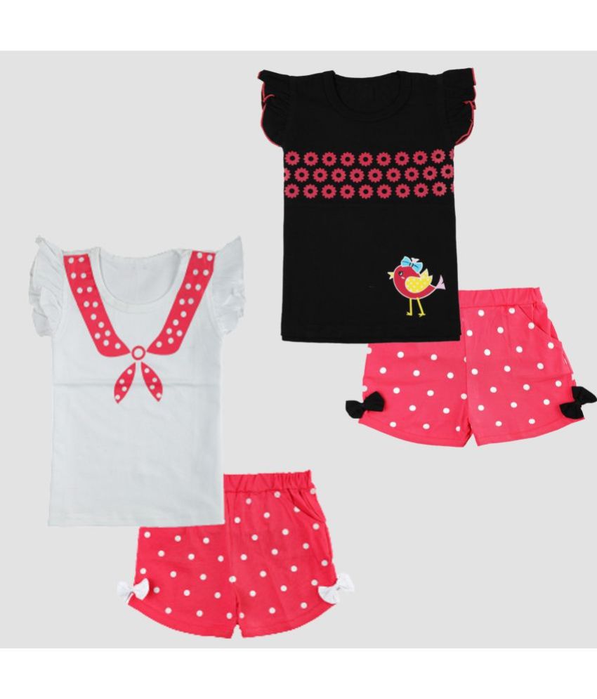     			CATCUB - Multicolor Cotton Baby Girl Top & Shorts ( Pack of 2 )