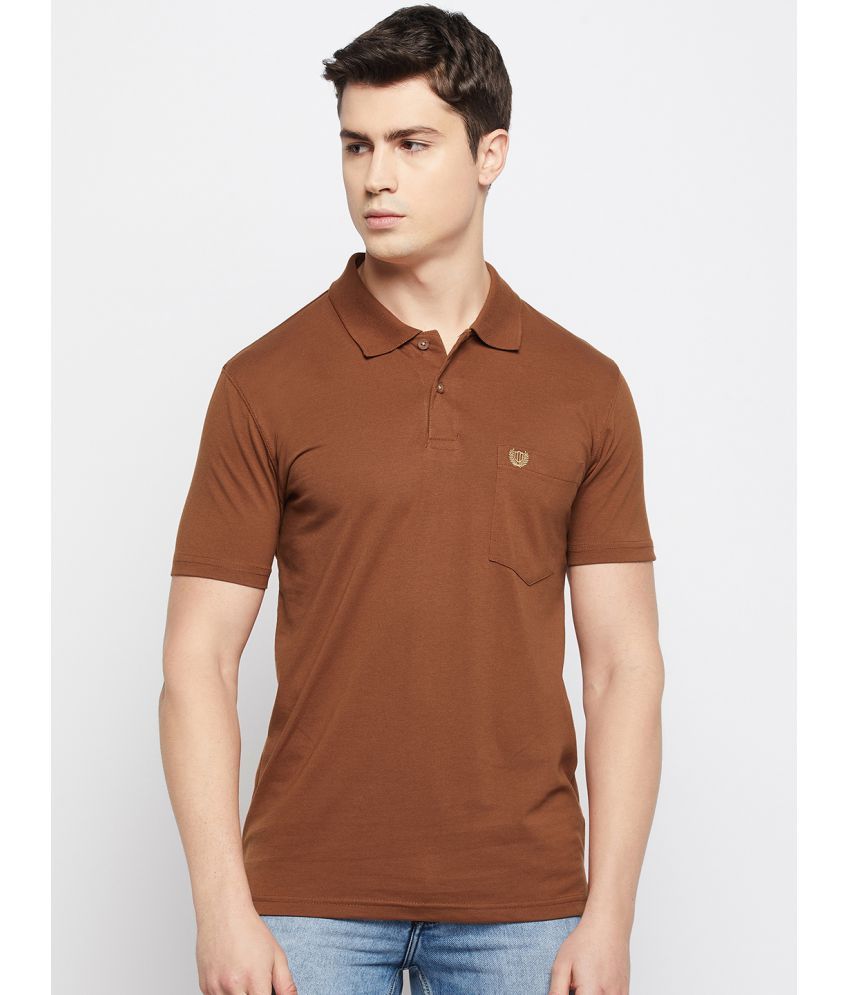     			Duke Pack of 1 Cotton Blend Regular Fit Solid Half Sleeves Men's Polo T Shirt ( Brown )