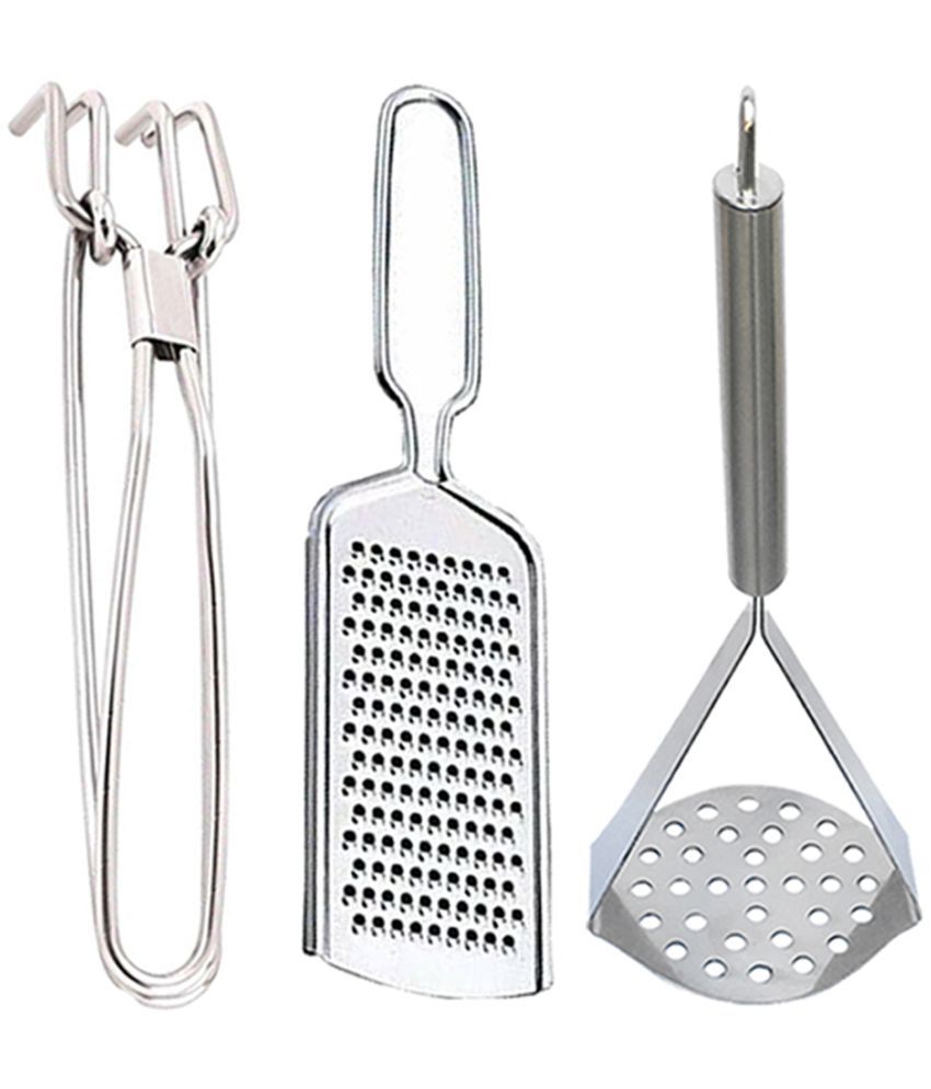     			JISUN - Silver Stainless Steel WIRE GRATER+PAKKAD+OVAL MASHER ( Set of 3 )