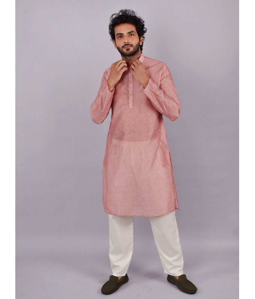     			Mingora - Pink Silk Regular Fit Men's Kurta Pyjama Set ( Pack of 1 )