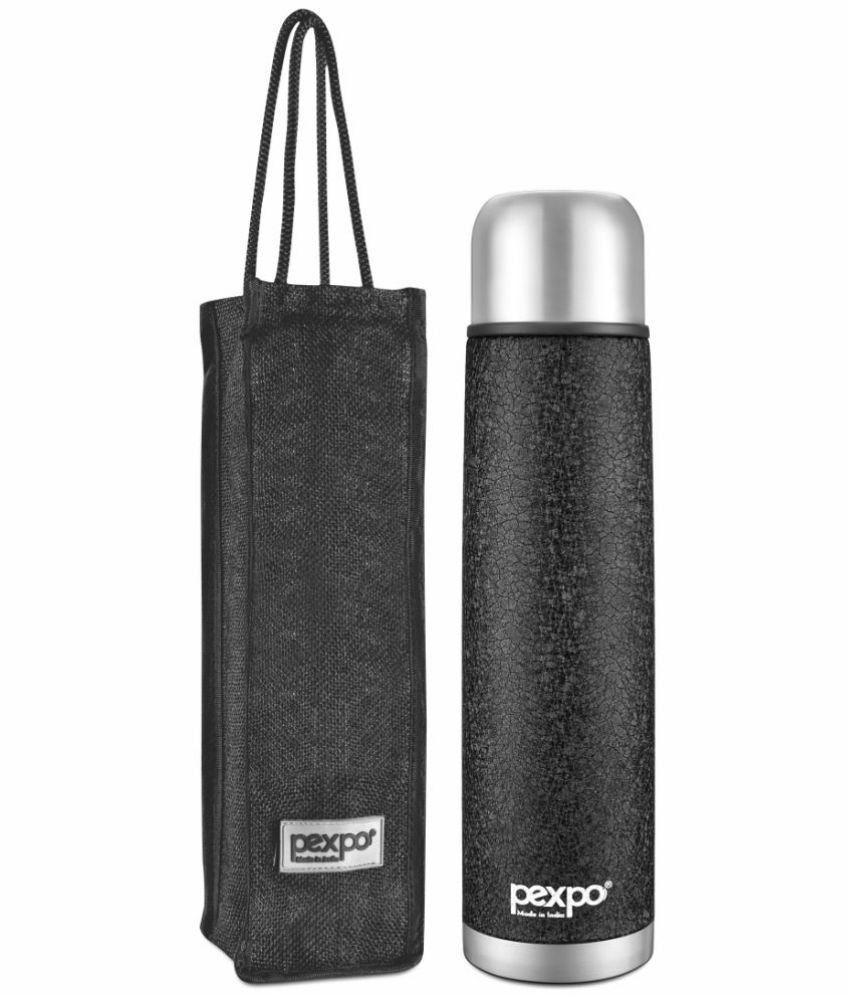     			Pexpo 750ml 24 Hrs Hot and Cold Flask with Jute-bag, Flexo Vacuum insulated Bottle (Pack of 1, Black)