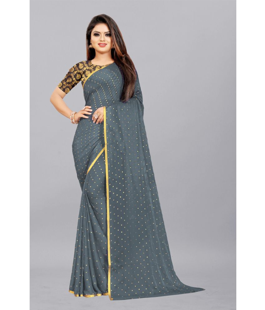     			Rhey - Grey Chiffon Saree With Blouse Piece ( Pack of 1 )