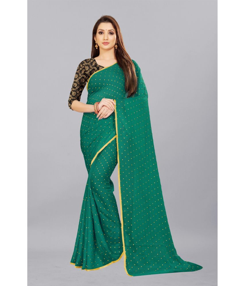     			Rhey - Rama Chiffon Saree With Blouse Piece ( Pack of 1 )