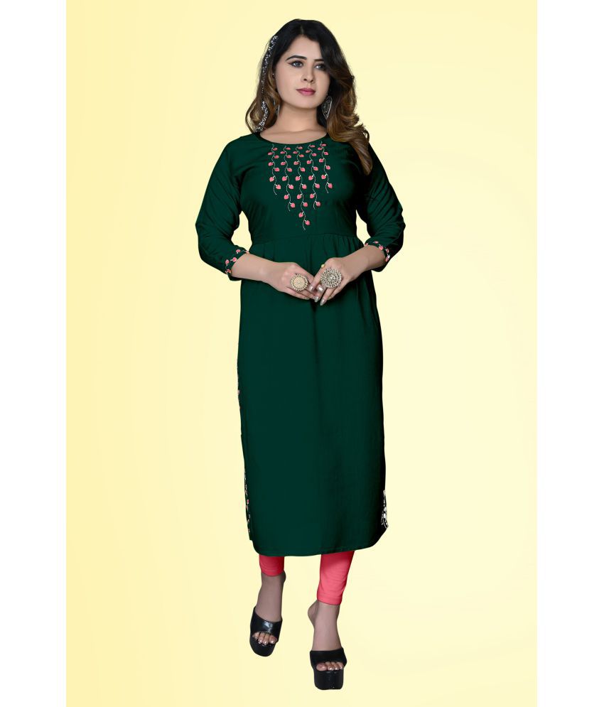     			haya fashion - Green Rayon Women's A-line Kurti ( Pack of 1 )
