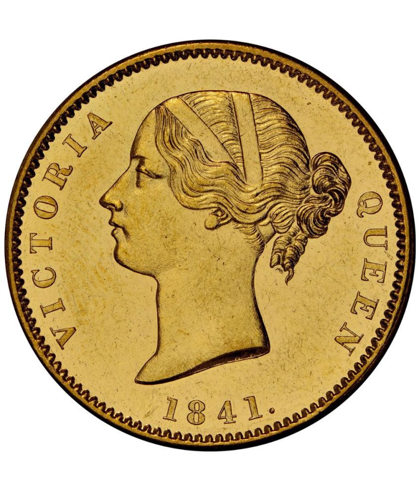     			BRITISH INDIA COINS - 1841 ONE MOHUR QUEEN VICTORIA 1 Numismatic Coins