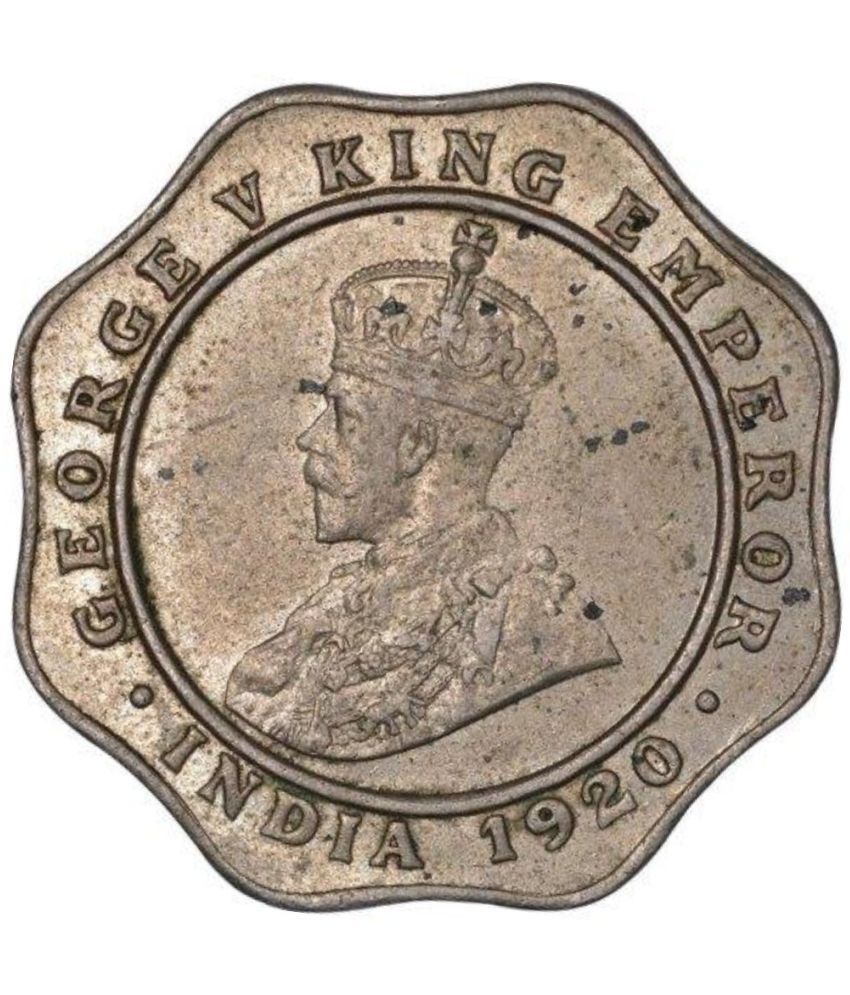     			BRITISH INDIA COINS - 4 Anna 1919 British Raj  George King 1 Numismatic Coins