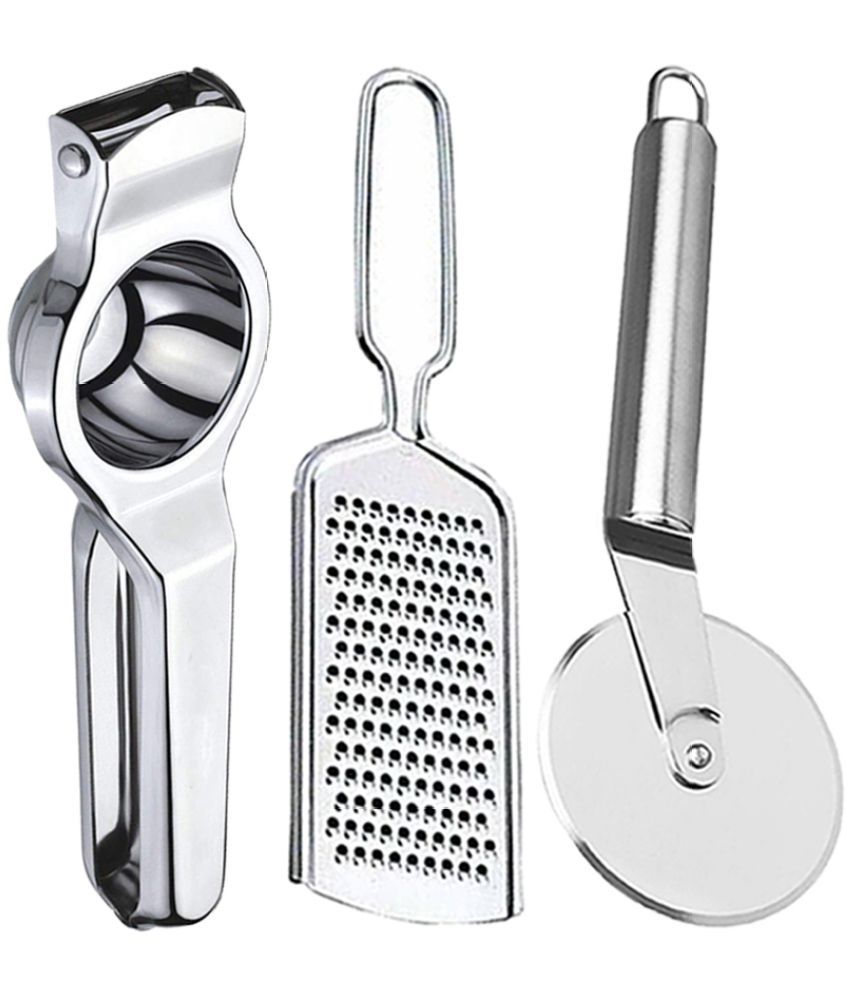     			JISUN - Silver Stainless Steel Lemon-Grater-Pizza Cutter ( Set of 3 )