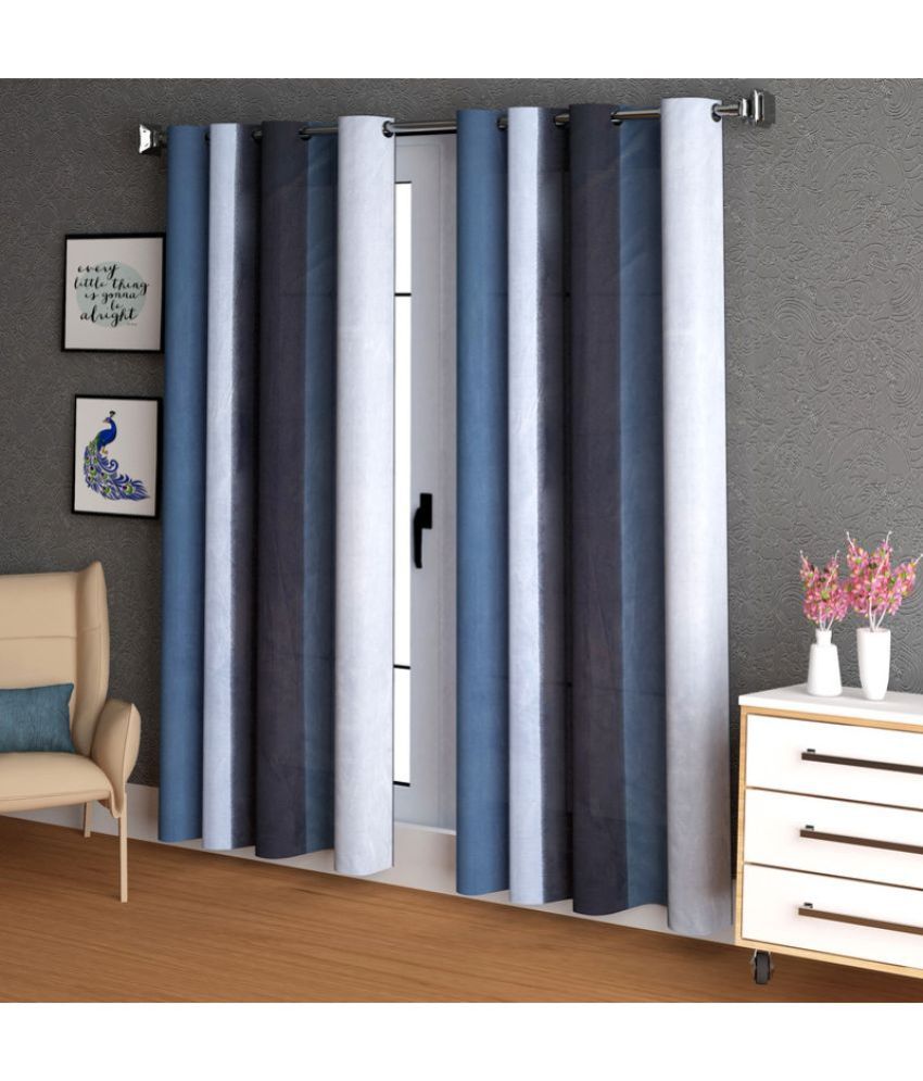     			N2C Home - Black Polyester Colorblock Door Curtain ( Pack of 2 )