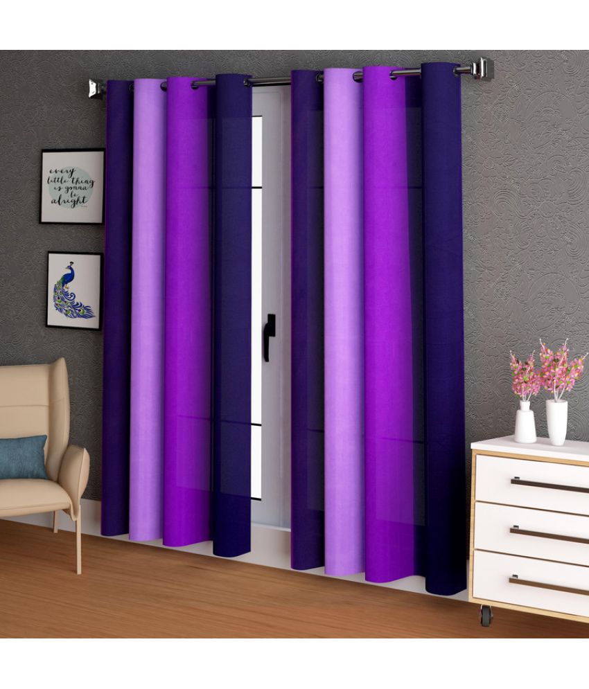     			N2C Home - Purple Polyester Colorblock Door Curtain ( Pack of 2 )