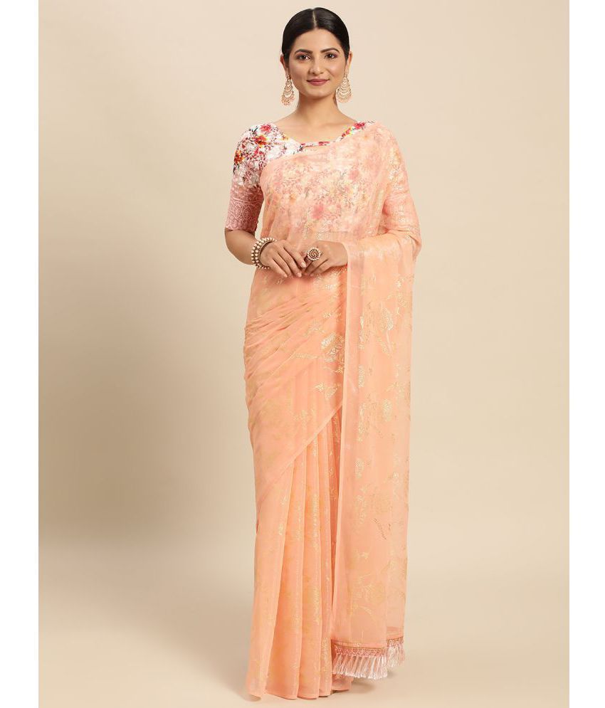     			Rekha Maniyar Fashions - Peach Chiffon Saree With Blouse Piece ( Pack of 1 )