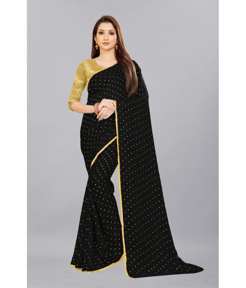     			Rhey - Black Chiffon Saree With Blouse Piece ( Pack of 1 )