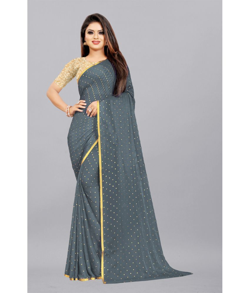     			Rhey - Grey Chiffon Saree With Blouse Piece ( Pack of 1 )