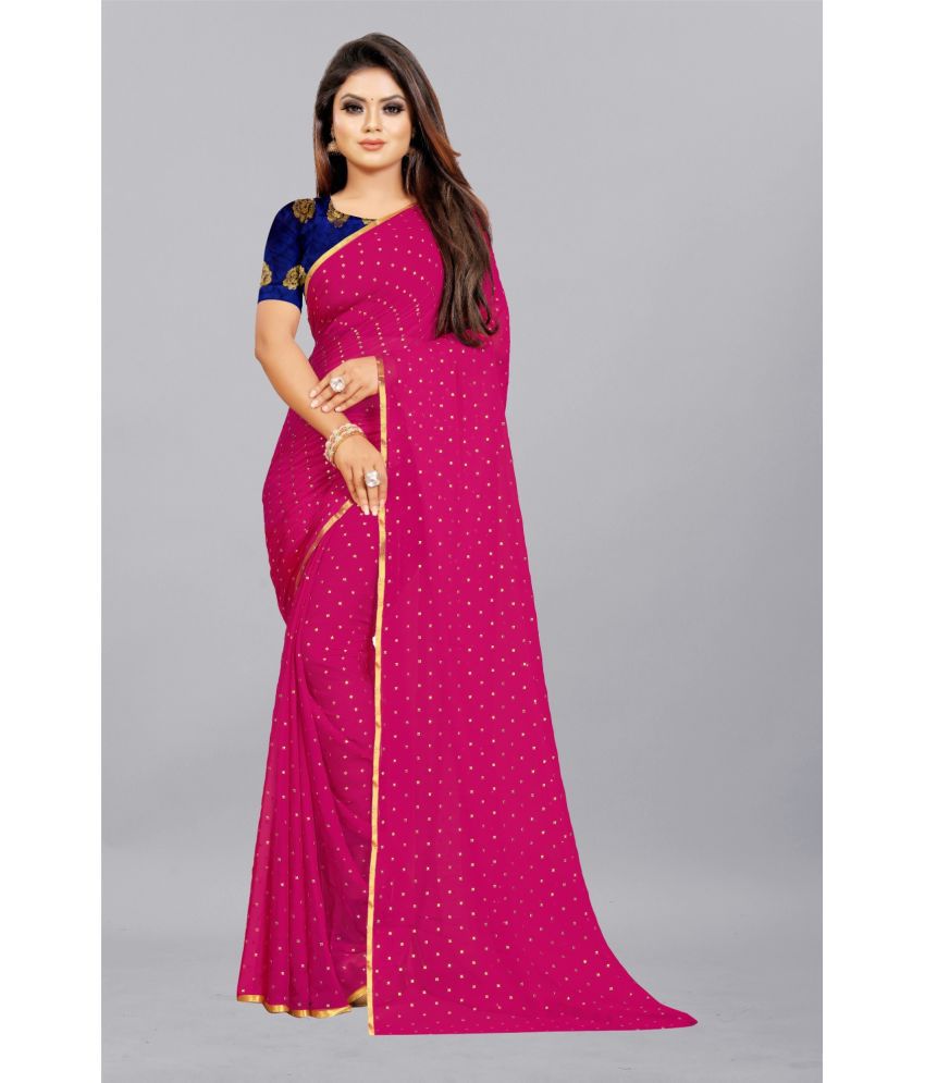     			Rhey - Pink Chiffon Saree With Blouse Piece ( Pack of 1 )