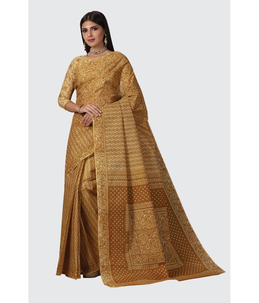     			SHANVIKA - Beige Cotton Saree With Blouse Piece ( Pack of 1 )