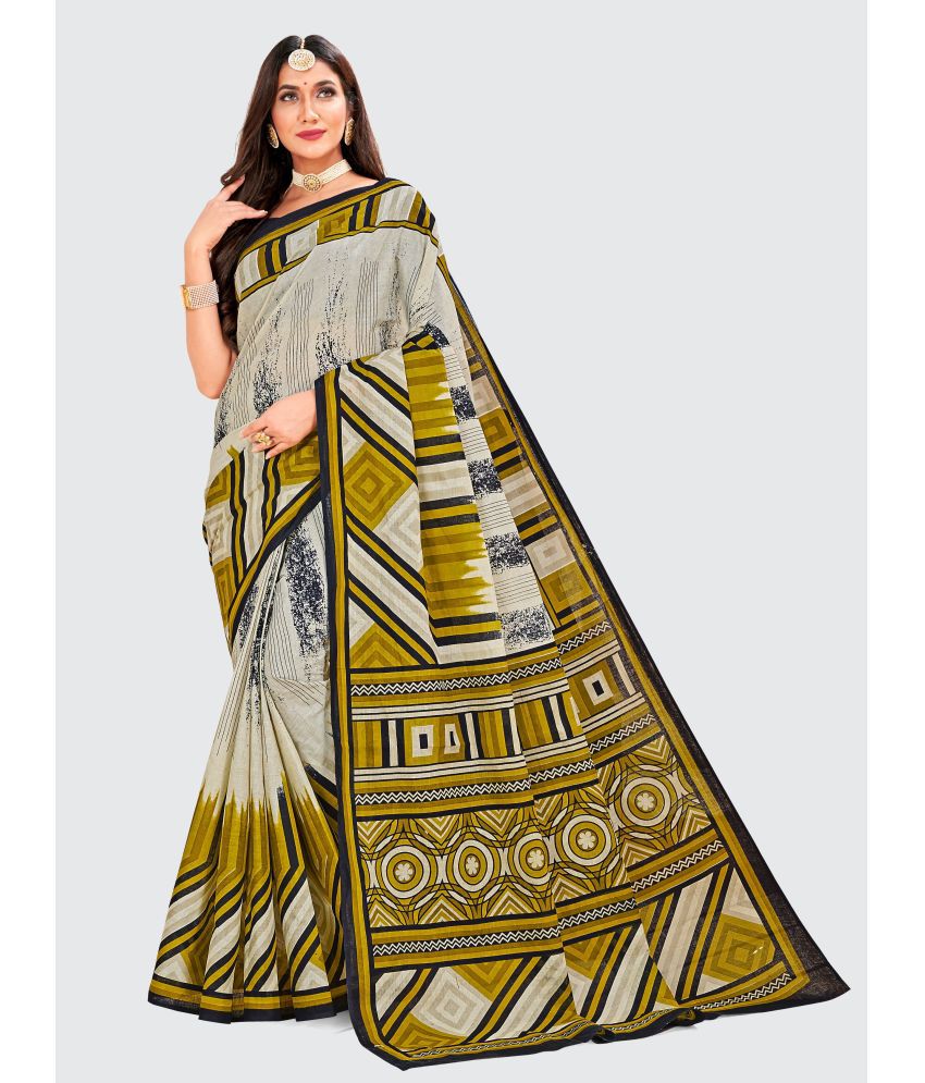     			SHANVIKA - Cream Cotton Saree With Blouse Piece ( Pack of 1 )