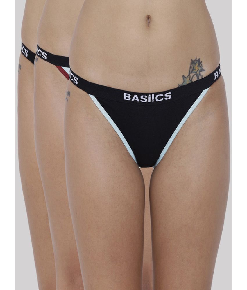    			BASIICS By La Intimo - Multicolor BCPBR090C Cotton Lycra Solid Women's No Panty Line ( Pack of 3 )