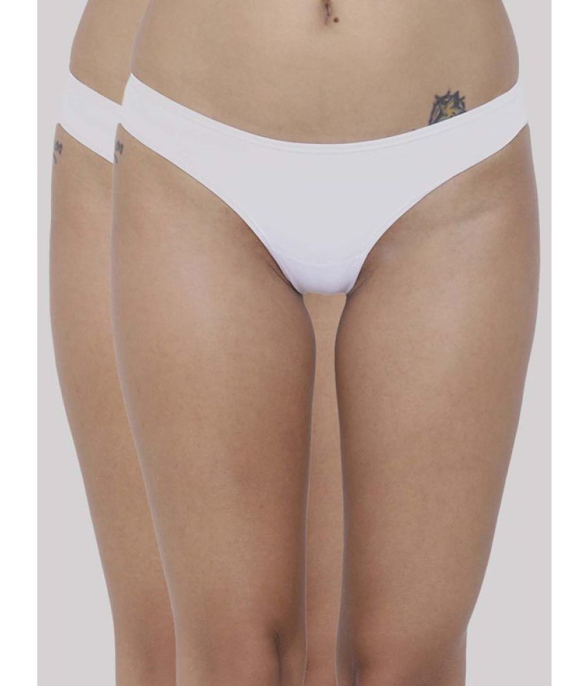     			BASIICS By La Intimo - White BCPSS010B Polyester Solid Women's Bikini ( Pack of 2 )