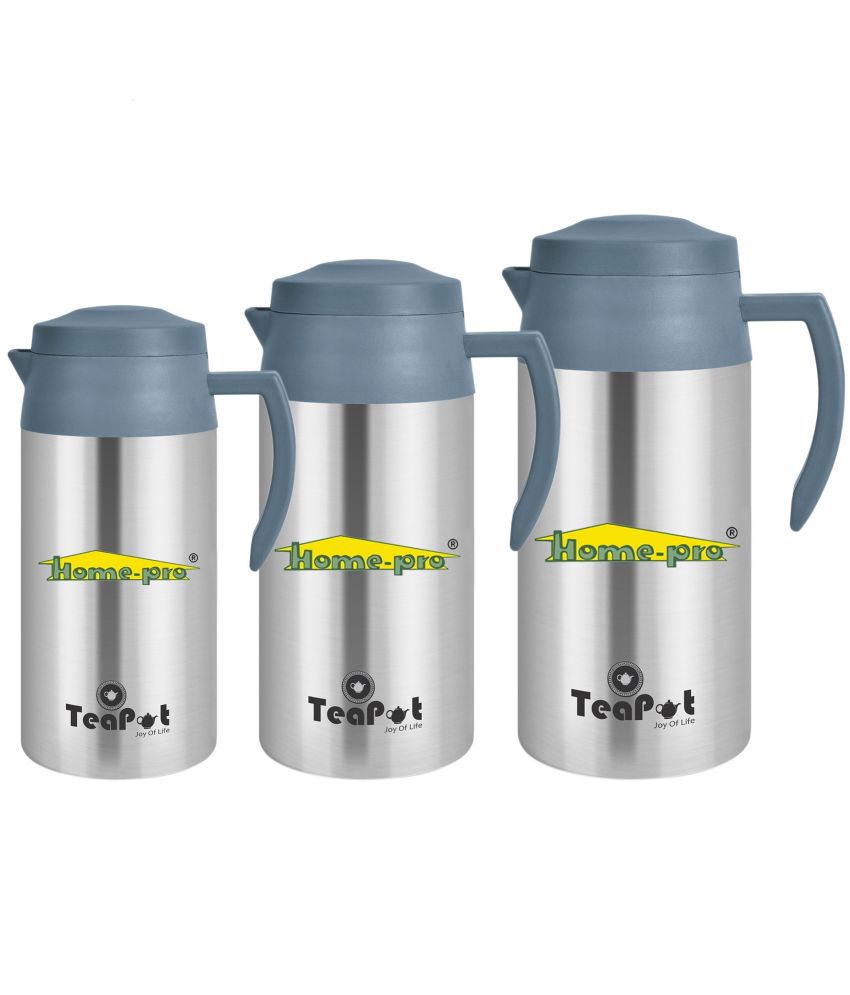     			HomePro Tea Pot Insulated/Carafe, Stainless Steel Leak Proof Hot & Cold Both 500 ML, 750 ML, 1000 ML Combo Pack
