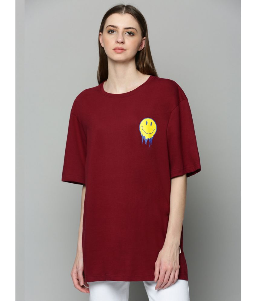     			JUNEBERRY - Maroon Cotton Loose Fit Women's T-Shirt ( Pack of 1 )