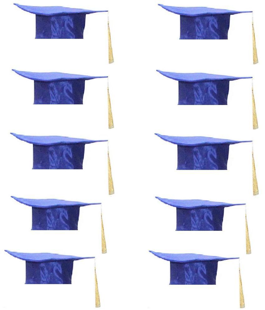     			Kaku Fancy Dresses 10pc Graduation Hat For Degree Convocation Cap for Boys & Girls - Blue (Pack of 10)