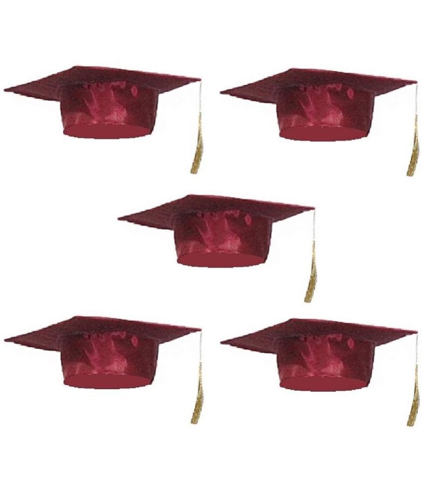     			Kaku Fancy Dresses 5pc Graduation Hat For Degree Convocation Cap for Boys & Girls - Maroon (Pack of 5)