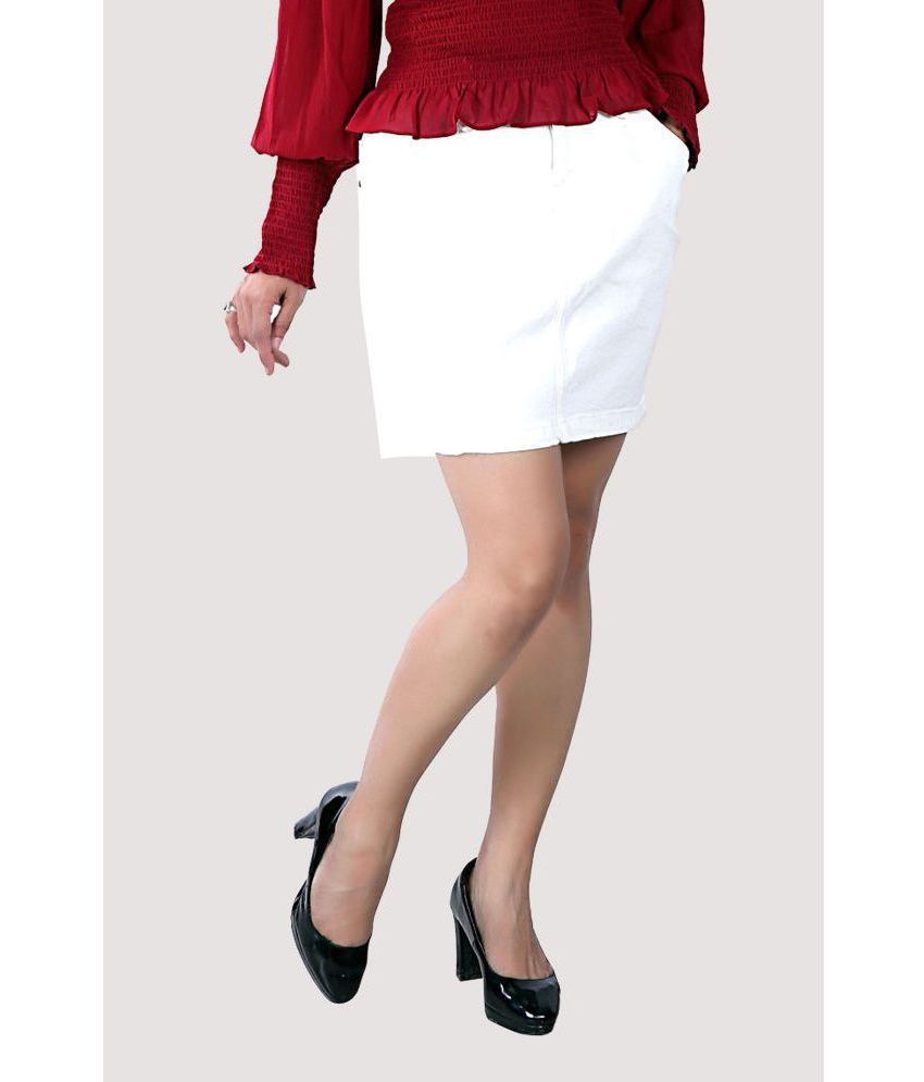 Meghz - White Denim Women's Straight Skirt ( Pack of 1 )