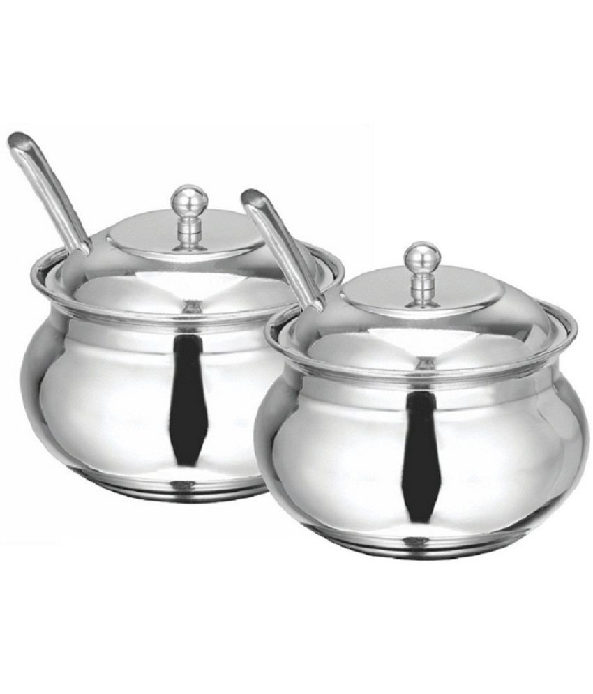     			erum - Ghee pot Silver Steel Spice Container ( Set of 2 ) - 250 ml