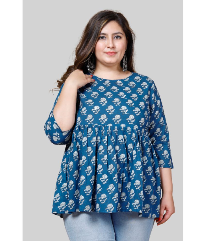     			miravan - Blue Cotton Women's A-line Kurti ( Pack of 1 )