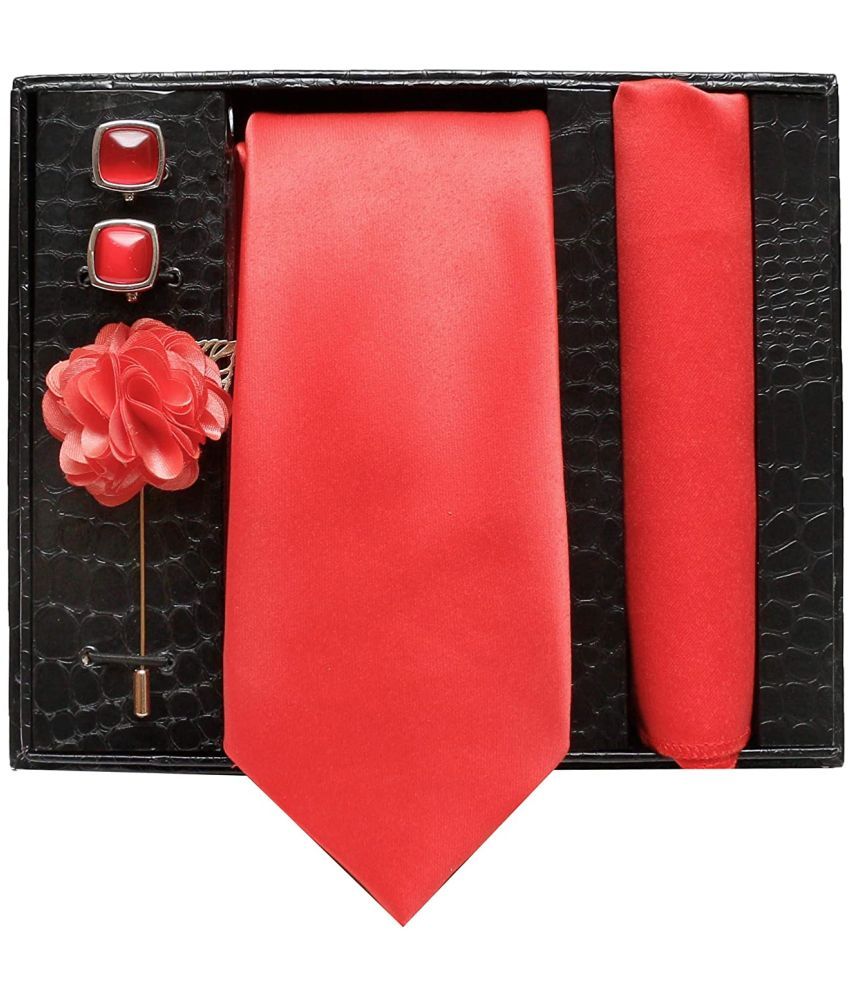     			Axlon Red Plain Silk Necktie