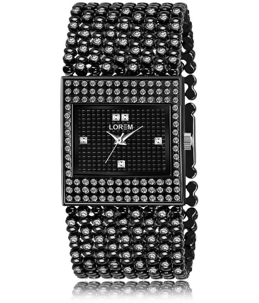     			Lorem - Black Metal Analog Womens Watch