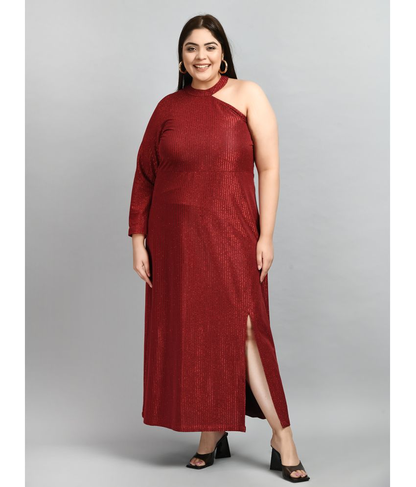    			PrettyPlus by Desinoor - Red Polyester Women's Side Slit Dress ( Pack of 1 )