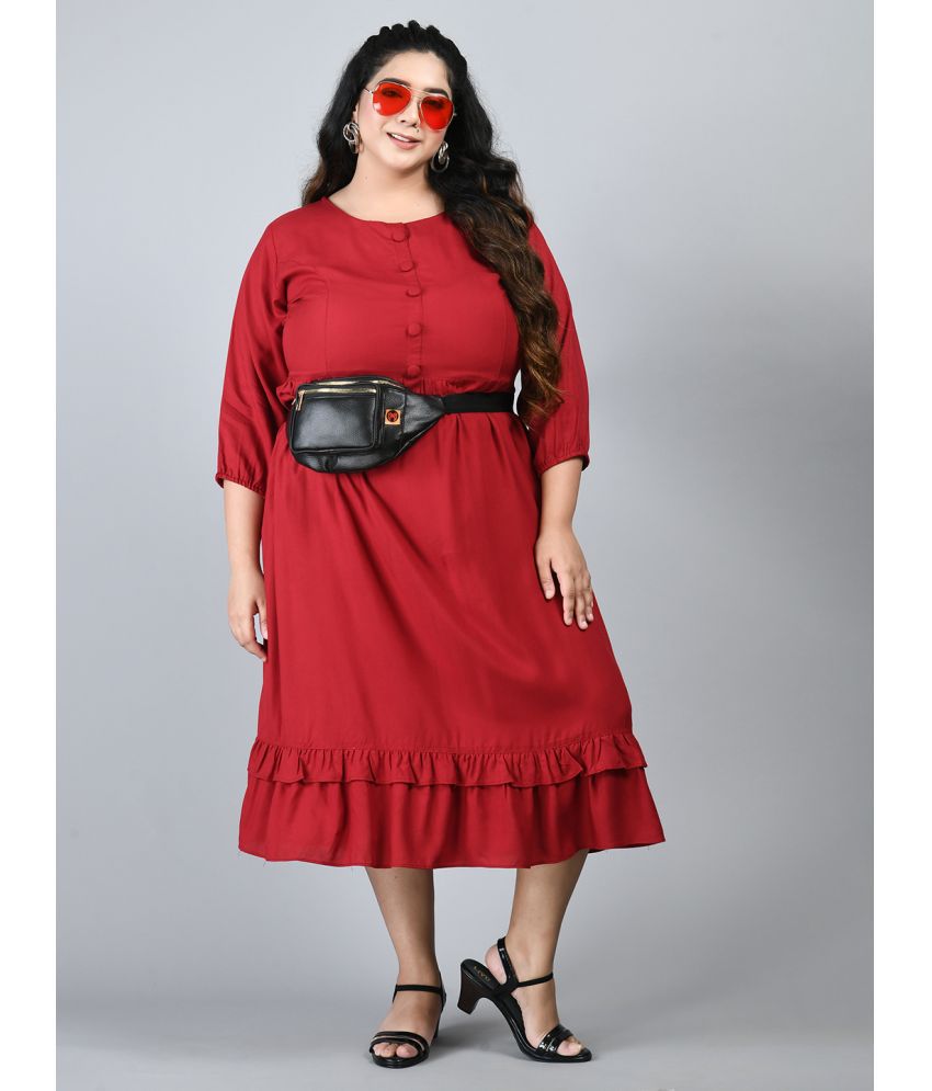     			PrettyPlus by Desinoor - Red Rayon Women's A-line Dress ( Pack of 1 )