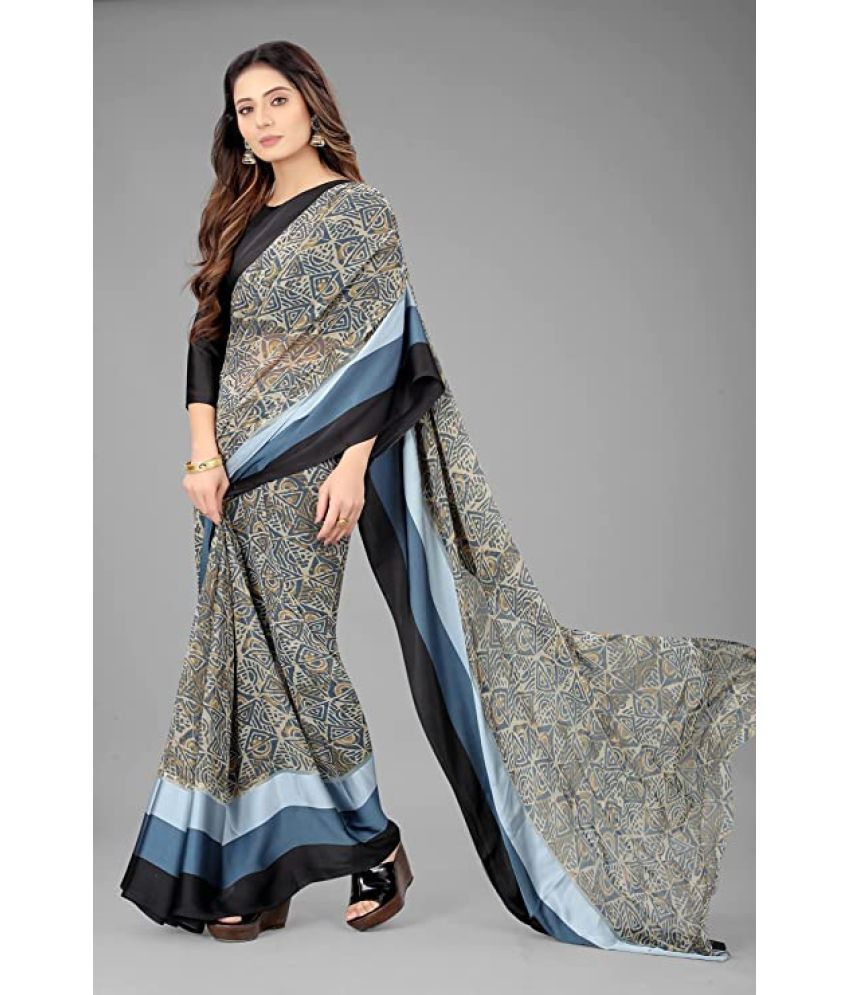     			Sanjana Silk - Blue Georgette Saree With Blouse Piece ( Pack of 1 )