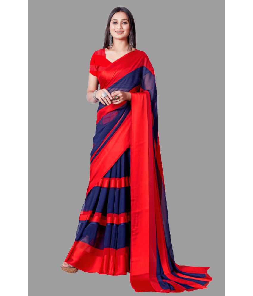    			Sitanjali Lifestyle - Red Georgette Saree With Blouse Piece ( Pack of 1 )