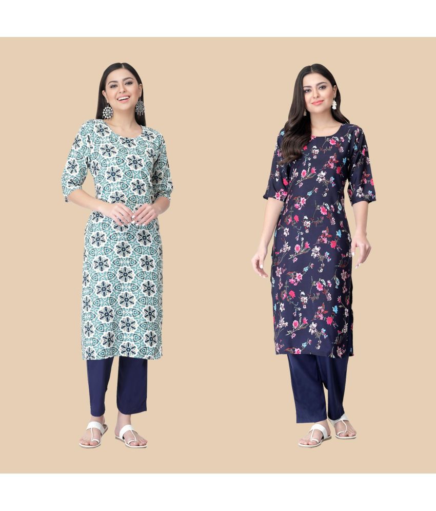     			1 Stop Fashion - Multicolor Crepe Women's Straight Kurti ( Pack of 2 )