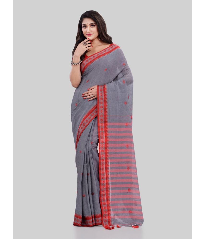     			Desh Bidesh - Grey Cotton Saree With Blouse Piece ( Pack of 1 )